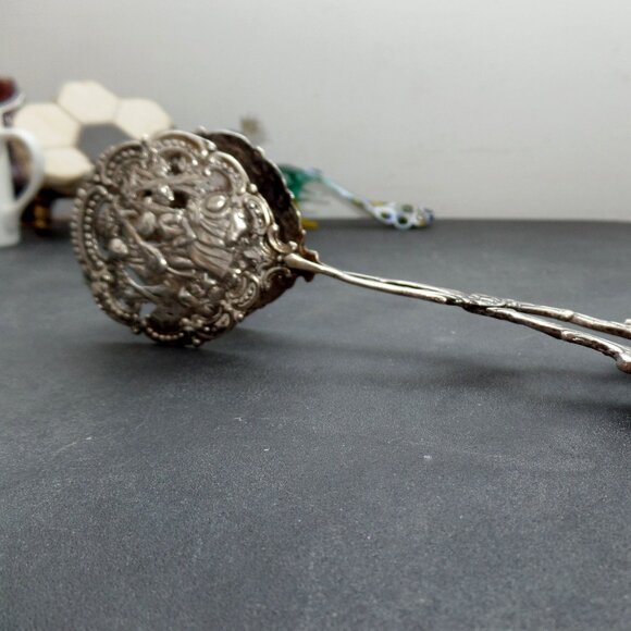 Vintage 800 Silver Serving Scissor Tong Pastry Server - Picture 1 of 15